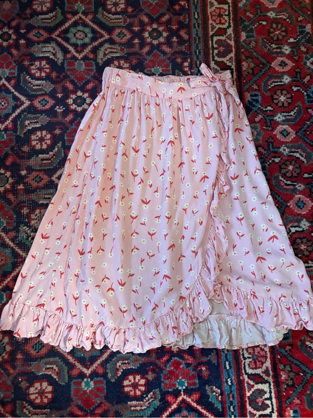 Hanna Andersson Size 10/140cm Pink Floral Asymmetrical Wrap Skirt